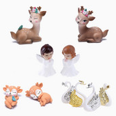 Baby Birthday Deer Angel Swan Cake Topper Για Παιδιά Παιδιά Κορίτσια Μικρά Δώρα Τούρτα Διακόσμηση Ζώων Διακοσμητικά για Cupcake