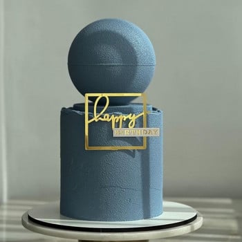 Ins Happy Birthday Creative Silver Cake Topper Страничен акрилен Cake Topper за жени Декорация на торта за рожден ден