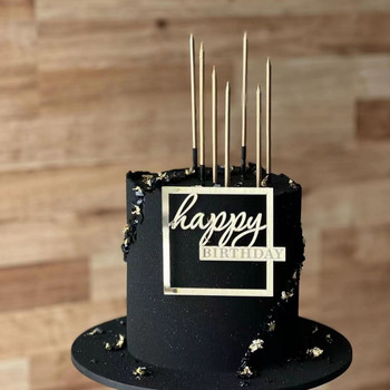 Ins Happy Birthday Creative Silver Cake Topper Страничен акрилен Cake Topper за жени Декорация на торта за рожден ден