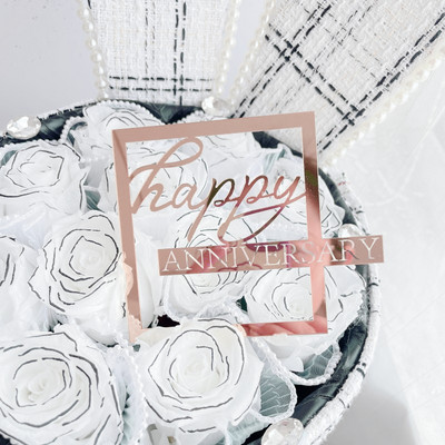 Ins boldog születésnapot kreatív ezüst tortafedő oldalsó akril tortafedő nőknek születésnapi party tortadísz