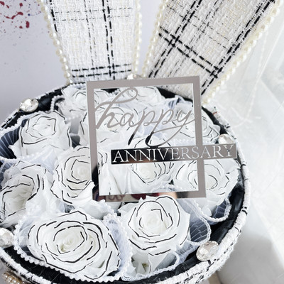 Ins boldog születésnapot kreatív ezüst tortafedő oldalsó akril tortafedő nőknek születésnapi party tortadísz
