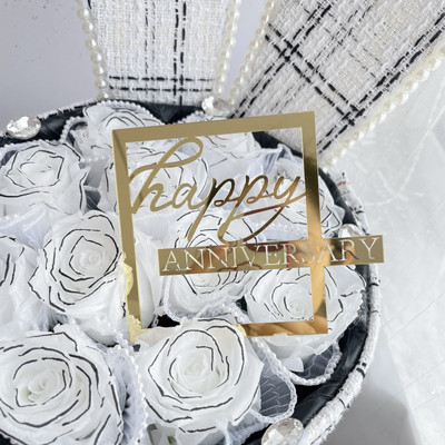 Ins boldog születésnapot kreatív ezüst tortafedő oldalsó akril tortafedő nőknek születésnapi party tortadísz