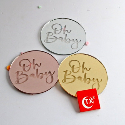 10 buc. Decoratiuni pentru tort pentru petrecere pentru Baby Shower, oglindă acrilice, Topper pentru tort pentru aniversare, pentru copii DIY Oh Baby Cakecup Topper Accesorii pentru copt