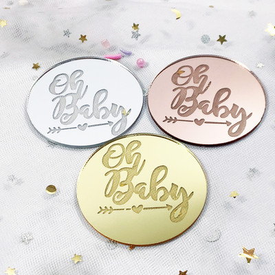 10 buc. Decoratiuni pentru tort pentru petrecere pentru Baby Shower, oglindă acrilice, Topper pentru tort pentru aniversare, pentru copii DIY Oh Baby Cakecup Topper Accesorii pentru copt