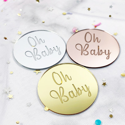 10 buc. Decoratiuni pentru tort pentru petrecere pentru Baby Shower, oglindă acrilice, Topper pentru tort pentru aniversare, pentru copii DIY Oh Baby Cakecup Topper Accesorii pentru copt