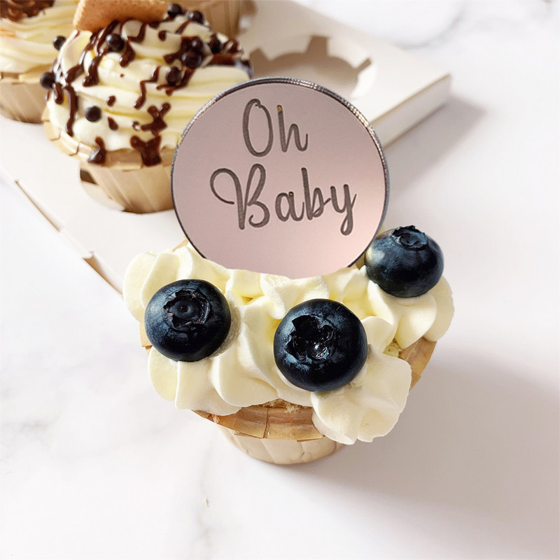 10 buc. Decoratiuni pentru tort pentru petrecere pentru Baby Shower, oglindă acrilice, Topper pentru tort pentru aniversare, pentru copii DIY Oh Baby Cakecup Topper Accesorii pentru copt
