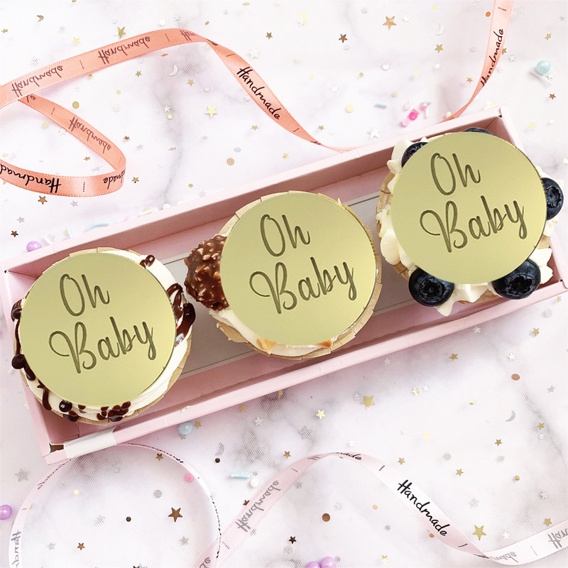 10 buc. Decoratiuni pentru tort pentru petrecere pentru Baby Shower, oglindă acrilice, Topper pentru tort pentru aniversare, pentru copii DIY Oh Baby Cakecup Topper Accesorii pentru copt