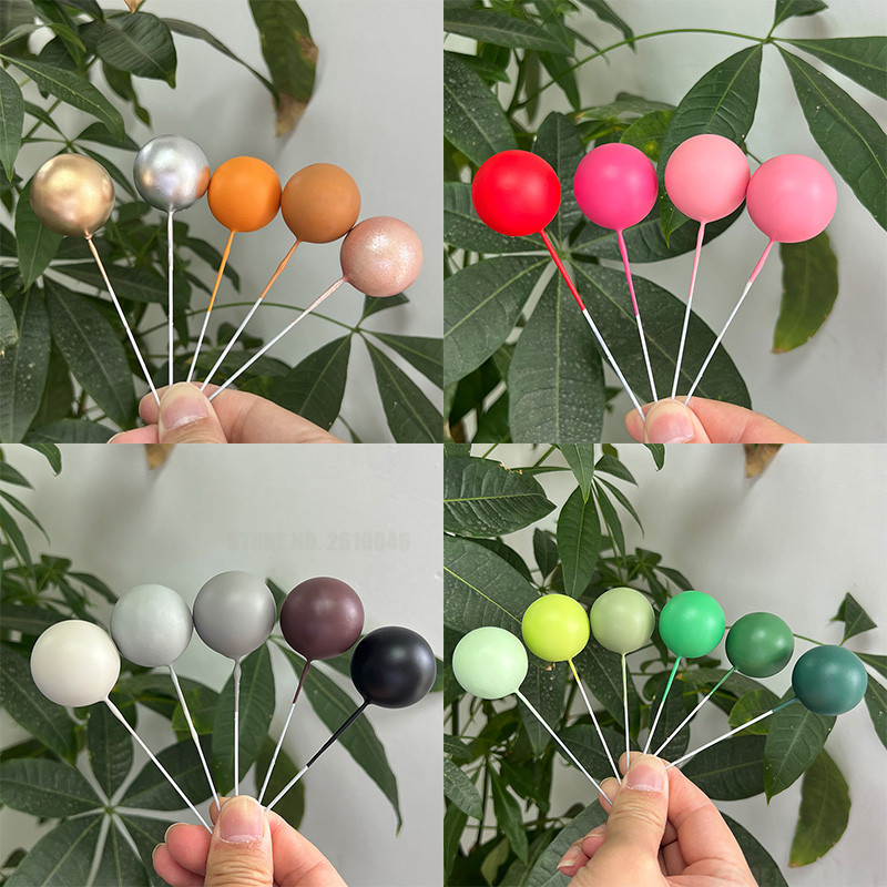 20 бр топки за торта Блестящо зелено бяло розово злато Декорации за торта Сферична топка Топпер за торта за рожден ден Сватба Baby Shower