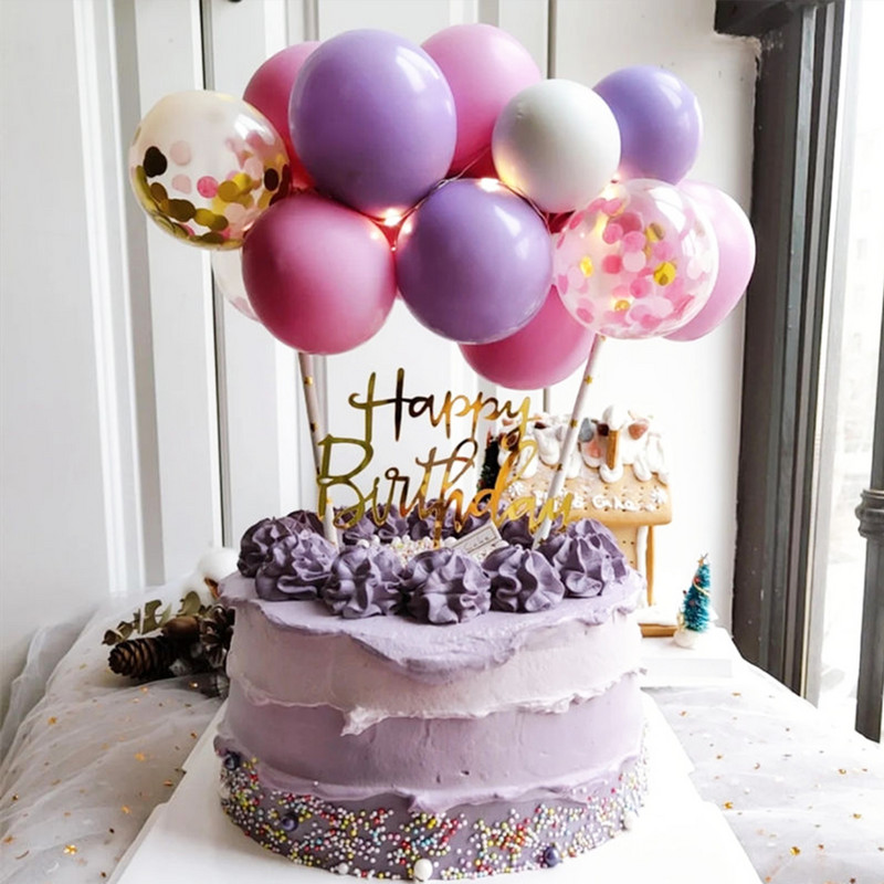 1 σετ κομφετί παγιέτες 5 ιντσών Μπαλόνια Τούρτα Τούρτα Γάμος Γενέθλια Φύλο Αποκάλυψη για την Ημέρα του Αγίου Βαλεντίνου DIY Διακοσμήσεις τούρτας για πάρτι