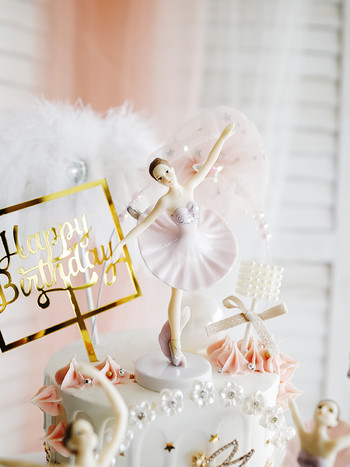 3 τμχ Τούρτα μπαλέτου για κορίτσια Topper Dancing Girl Doll Decor Wedding Ballerina Birthday Cake Decor Baby girl 1st Happy Birthday Party