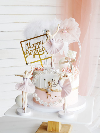 3 бр. Момичета, балетна торта, танцуващо момиче, декор на кукла, сватбена балерина, декор на торта за рожден ден, момиченце, 1-ви честит рожден ден