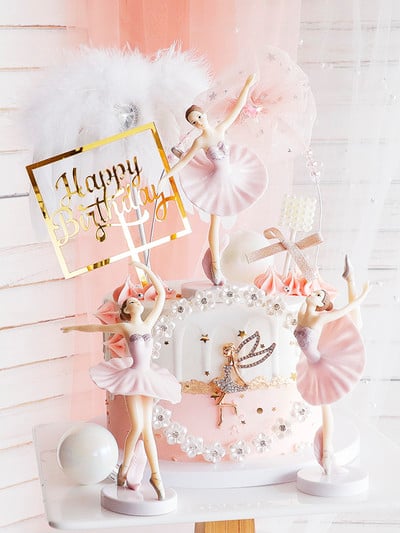 3 бр. Момичета, балетна торта, танцуващо момиче, декор на кукла, сватбена балерина, декор на торта за рожден ден, момиченце, 1-ви честит рожден ден