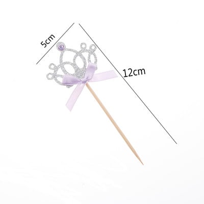 10 bucăți decorațiuni pentru petrecerea de aniversare pentru copii, băieți, fete, decorațiuni pentru petreceri, aurii și argintii, pentru cupcake, cu coroana de prințesă.