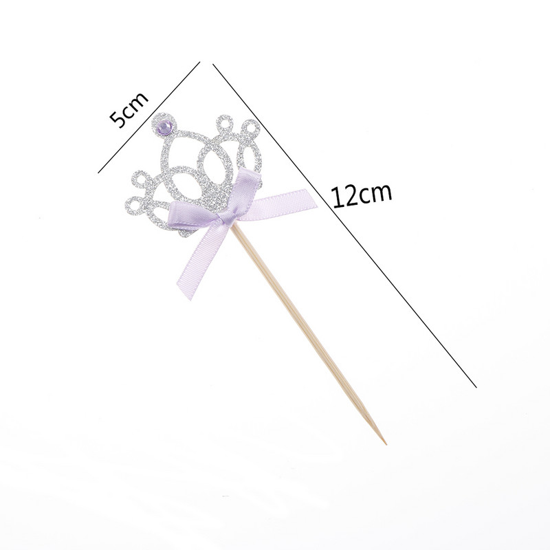 10 bucăți decorațiuni pentru petrecerea de aniversare pentru copii, băieți, fete, decorațiuni pentru petreceri, aurii și argintii, pentru cupcake, cu coroana de prințesă.