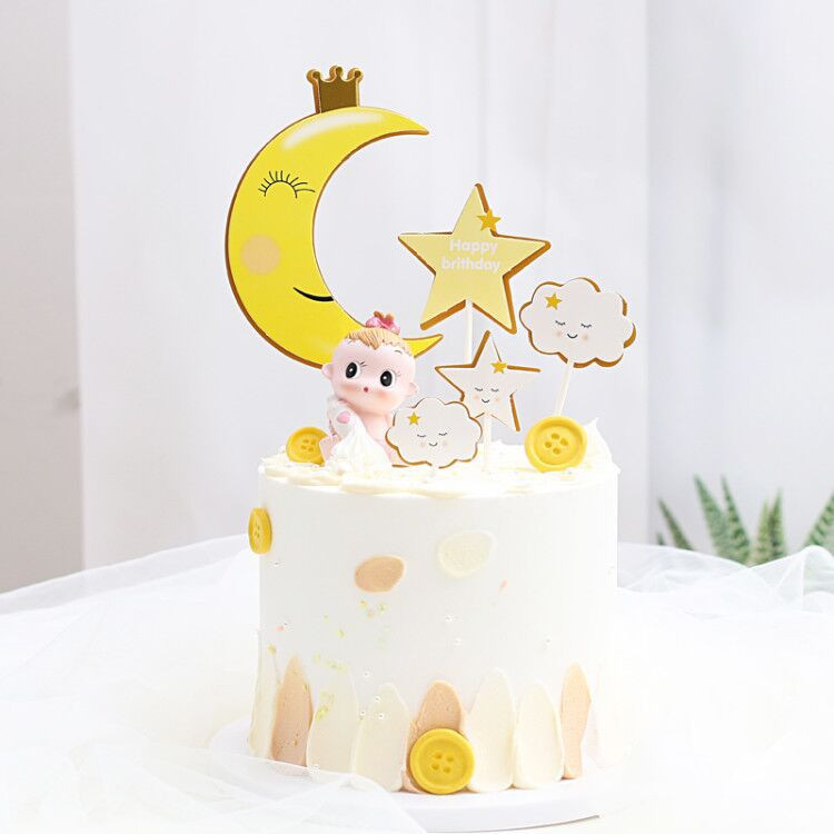 Mākoņu torte Daudz laimes dzimšanas dienā Cupcake Topper Mēness kroņa ballīte Deserts Kāzu dekorēšana Bērnu duša Cepšanas piederumi DIY Jaunums