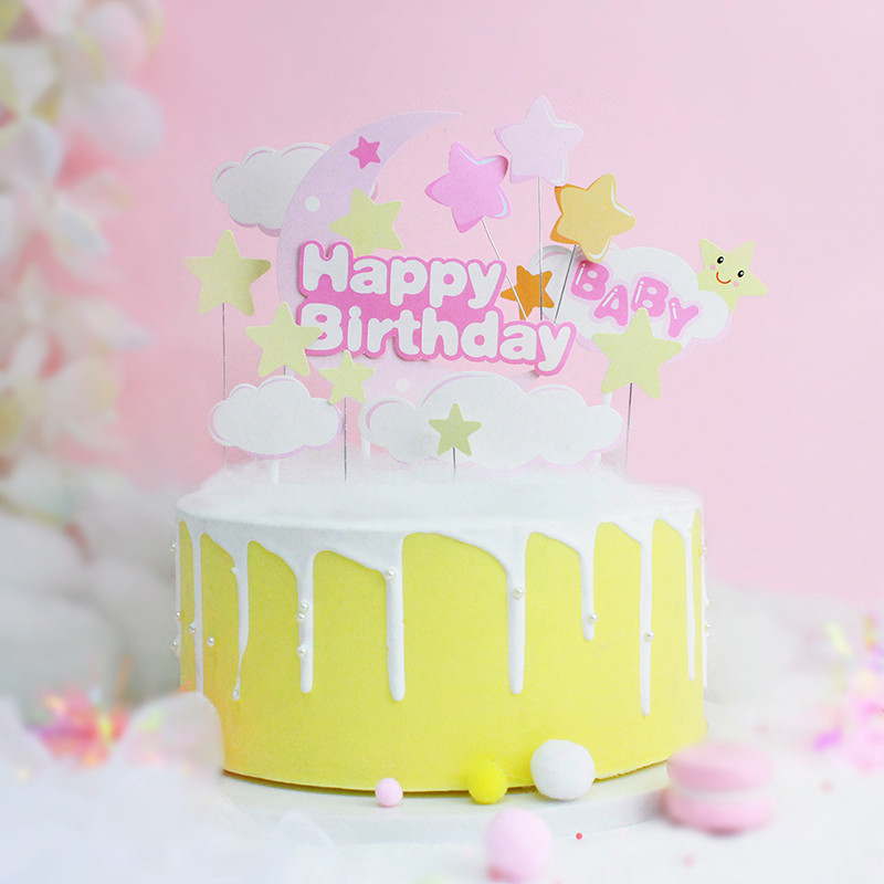 Mākoņu torte Daudz laimes dzimšanas dienā Cupcake Topper Mēness kroņa ballīte Deserts Kāzu dekorēšana Bērnu duša Cepšanas piederumi DIY Jaunums