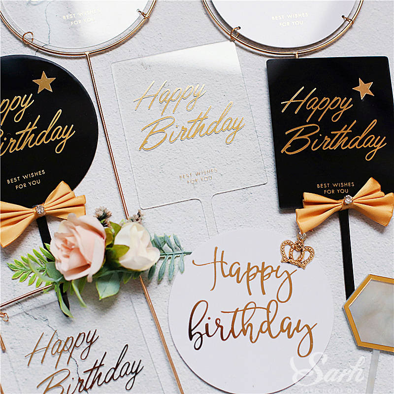 Fekete-fehér áttetsző rózsa Boldog születésnapi tortaborító bulidíszítéshez Boldog esküvői sütési kellékek szerelmes ajándékok