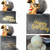 Νέο Happy Birthday Cake Toppers flank Gold Ακρυλικό DIY Παιδικό πάρτι γενεθλίων Cupcake Toppers Baby Shower Δώρο Διακοσμητικό επιδόρπιο