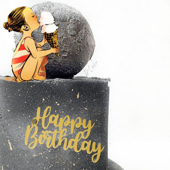 Нови Честит Рожден Ден Топери за торта отстрани Златни акрилни Направи си сам Детско парти за рожден ден Cupcake Toppers Подарък за бебешко парти Десертна декорация