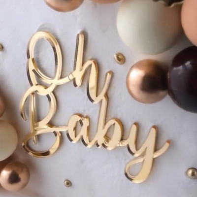 Νέο Happy Birthday Cake Toppers flank Gold Ακρυλικό DIY Παιδικό πάρτι γενεθλίων Cupcake Toppers Baby Shower Δώρο Διακοσμητικό επιδόρπιο
