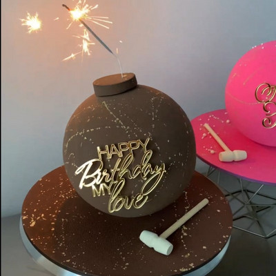 Νέο Happy Birthday Cake Toppers flank Gold Ακρυλικό DIY Παιδικό πάρτι γενεθλίων Cupcake Toppers Baby Shower Δώρο Διακοσμητικό επιδόρπιο