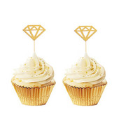 20 de bucăți, auriu, argint, sclipici, inel cu diamante, pentru cupcake, pentru tort, pentru nuntă, pentru cupcake, pentru petrecerea de aniversare, pentru decorare de nuntă