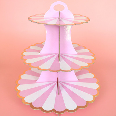 Suporturi pentru prăjituri din hârtie pentru acadele, dantelă de aurire pentru ziua de naștere, ceai de după-amiază, cu trei straturi, pentru desert, decor pentru petreceri, pentru copii, decembrie