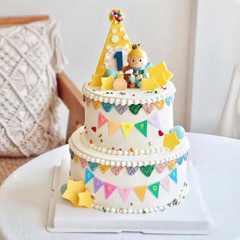 Мини банер за честит рожден ден Торта за торта Консумативи за украса на парти торта Ръчно изработени гирлянди с овесарка Знамена с вимпел