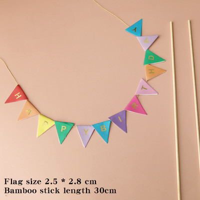 Mini daudz laimes dzimšanas dienā reklāmkarogu kūkas virskārtas ballītes kūkas dekorēšanas piederumi ar rokām darināti ķekaru vītnes vimpeļu karogi