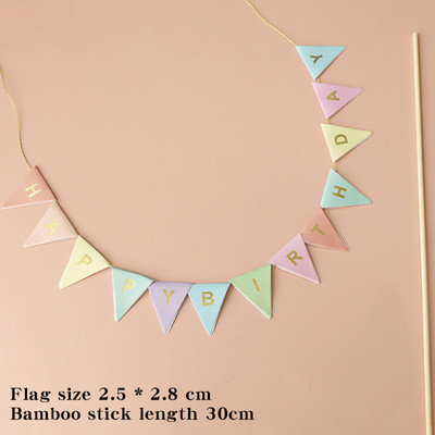 Mini daudz laimes dzimšanas dienā reklāmkarogu kūkas virskārtas ballītes kūkas dekorēšanas piederumi ar rokām darināti ķekaru vītnes vimpeļu karogi