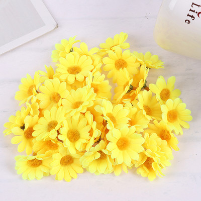 100db Kézzel készített mesterséges napraforgó barkács koszorú mini virágfej esküvői dekorációhoz művirág