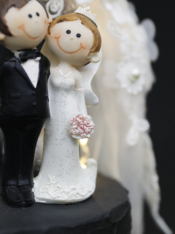 Prince & Princess Resin Wedding Doll Cake Topper булка и младоженец романтичен брак за рожден ден украса на сватбена торта