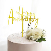Νέο Happy Anniversary Cake Topper Χρυσό Ακρυλικό Επετειακό Τούρτα Topper για Διακοσμήσεις τούρτας για πάρτι γενεθλίων