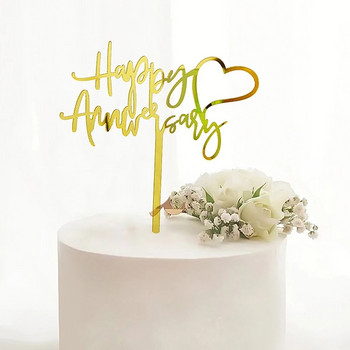 Νέο Happy Anniversary Cake Topper Χρυσό Ακρυλικό Επετειακό Τούρτα Topper για Διακοσμήσεις τούρτας για πάρτι γενεθλίων