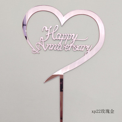 Νέο Happy Anniversary Cake Topper Χρυσό Ακρυλικό Επετειακό Τούρτα Topper για Διακοσμήσεις τούρτας για πάρτι γενεθλίων