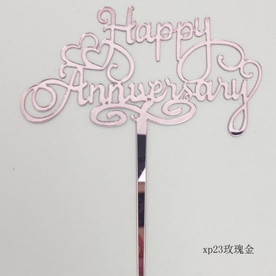 Νέο Happy Anniversary Cake Topper Χρυσό Ακρυλικό Επετειακό Τούρτα Topper για Διακοσμήσεις τούρτας για πάρτι γενεθλίων