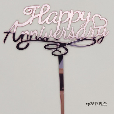 Νέο Happy Anniversary Cake Topper Χρυσό Ακρυλικό Επετειακό Τούρτα Topper για Διακοσμήσεις τούρτας για πάρτι γενεθλίων