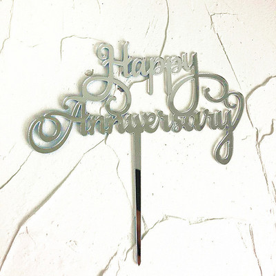 Νέο Happy Anniversary Cake Topper Χρυσό Ακρυλικό Επετειακό Τούρτα Topper για Διακοσμήσεις τούρτας για πάρτι γενεθλίων