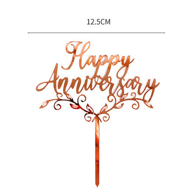 Νέο Happy Anniversary Cake Topper Χρυσό Ακρυλικό Επετειακό Τούρτα Topper για Διακοσμήσεις τούρτας για πάρτι γενεθλίων