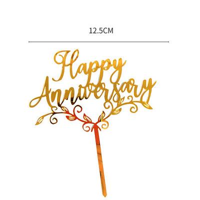 Νέο Happy Anniversary Cake Topper Χρυσό Ακρυλικό Επετειακό Τούρτα Topper για Διακοσμήσεις τούρτας για πάρτι γενεθλίων