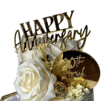 Νέο Happy Anniversary Cake Topper Χρυσό Ακρυλικό Επετειακό Τούρτα Topper για Διακοσμήσεις τούρτας για πάρτι γενεθλίων