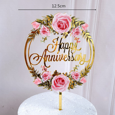 Νέο Happy Anniversary Cake Topper Χρυσό Ακρυλικό Επετειακό Τούρτα Topper για Διακοσμήσεις τούρτας για πάρτι γενεθλίων