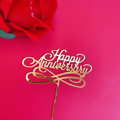 Νέο Happy Anniversary Cake Topper Χρυσό Ακρυλικό Επετειακό Τούρτα Topper για Διακοσμήσεις τούρτας για πάρτι γενεθλίων