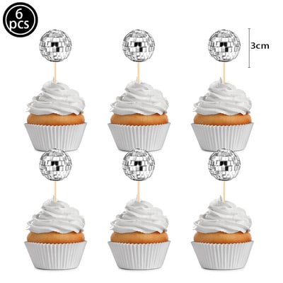 4 gab. Disco Ball kūku toperi 70. gadu diskotēkas kūkas dekorācijas diskobumbu kūku pildītāji Night Fever Party Disco dzimšanas dienas ballītes piederumi
