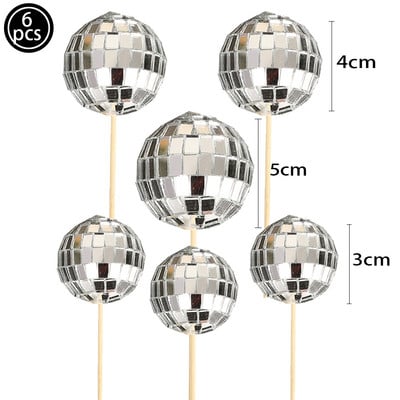 4 gab. Disco Ball kūku toperi 70. gadu diskotēkas kūkas dekorācijas diskobumbu kūku pildītāji Night Fever Party Disco dzimšanas dienas ballītes piederumi