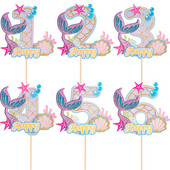 0–9 Glitter Mermaid Tail Cake Topper Bērniem 1. dzimšanas dienas ballītes dekorēšana Meiteņu nāras ballītes dekorēšana zem jūras ballītes