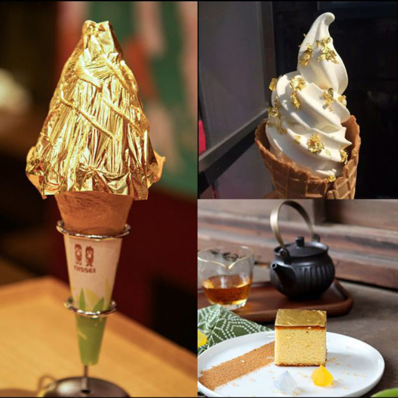 100 gab. Zelta imitācijas, sudraba folijas papīra lapu zeltījums, DIY mākslas amatniecības papīrs dzimšanas dienas ballītes kāzu kūku desertu dekorācijas