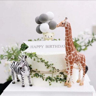 Decoratune pentru tort cu animale din junglă, girafă, zebră, elefant, pentru tort, decorare pentru petreceri cu tema safari, pentru baby shower, jucării pentru copii