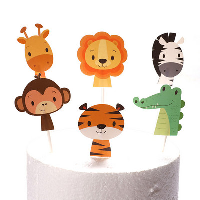 Zsiráf oroszlán majom elefánt erdei dzsungel állatok témája sütemény topper szafari parti kellékek Boldog születésnapot torta dekoráció gyerekek kedvencei