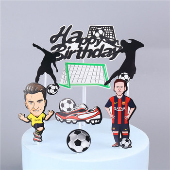 1σετ Νέο κάλυμμα μπάσκετ ποδοσφαίρου Cupcake Θέμα Sports Boy Happy Birthday Cake Topper For Kids Birthday Party Διακοσμήσεις τούρτας